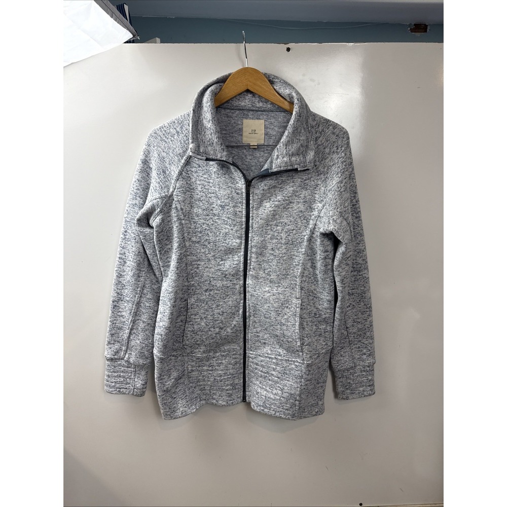 Thread Supply Sweater Women M Indigo Heather Knit Fleece Lined Full Zip Jacket